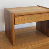 Pair of bedside tables, Seltz house, 1970s, solid elm