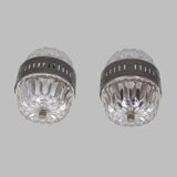 Pair of vintage 1960s wall lamps in metal and crystal, Italian design