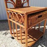 Table de nuit chevet en rotin