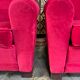 Paire de fauteuils club art déco velours rouge
