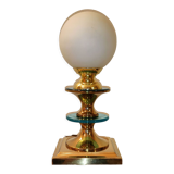 Lampe vintage laiton et opaline 1970