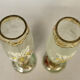 Pair of glass vases with iris enamelled decor