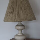 White wood lamp with rope shade