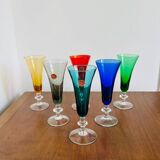 6 colorful Italian champagne flutes from the 50s