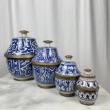 Ensemble 4 jarres marocaines Jobbanas - Céramique bleue de Fès