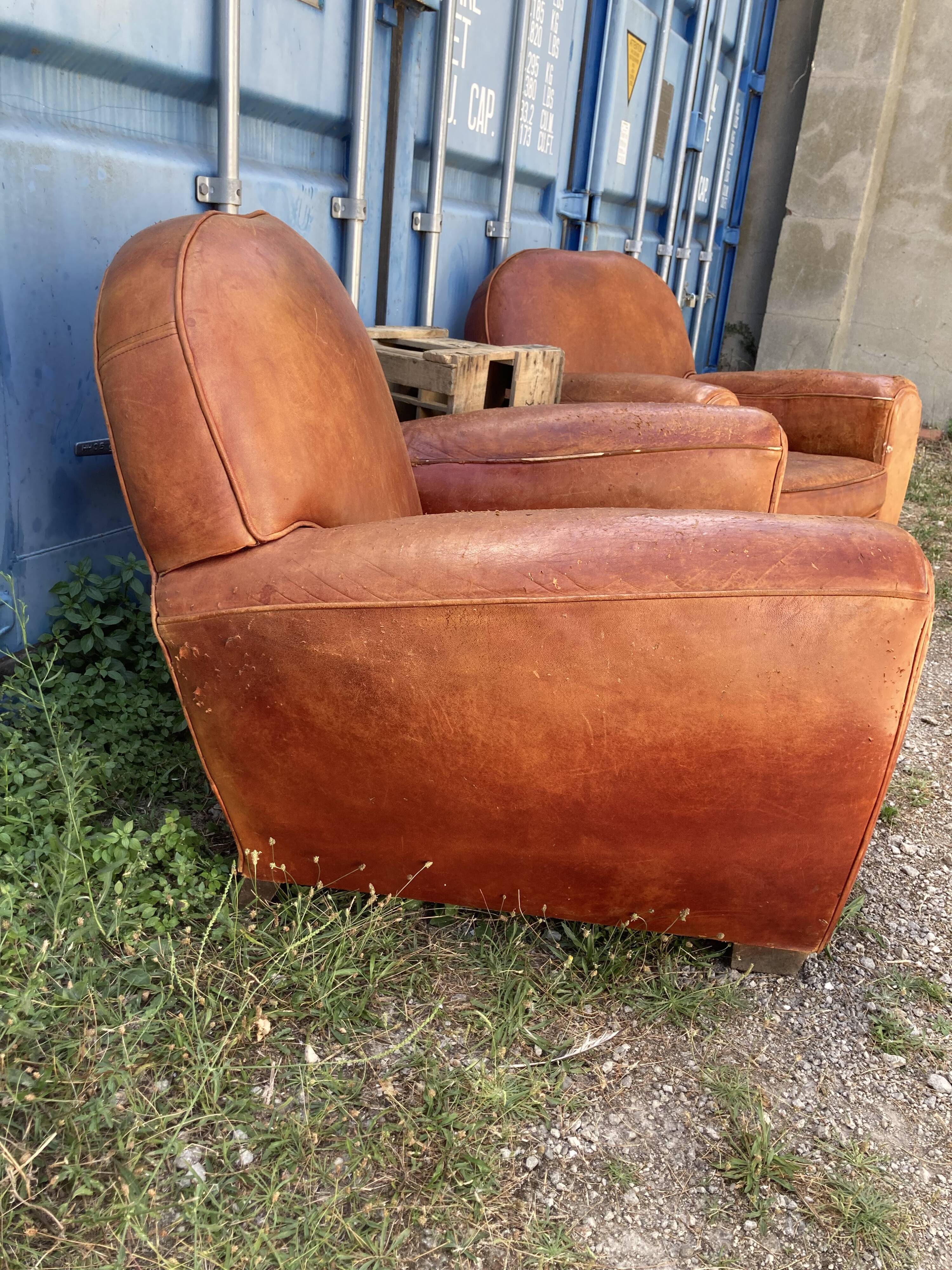 Pair of vintage club armchairs