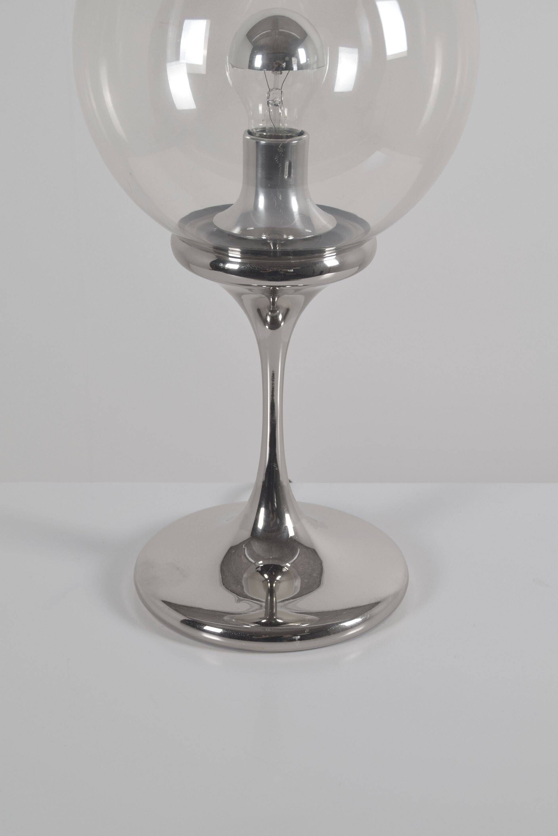 Space age table lamp by Doria Leuchten with chrome and glass, 1970s