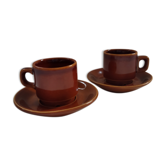 Two bistro coffee cups 1970