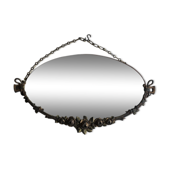 Bronze mirror has flowers - 102 x 59