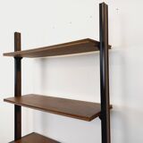 Vintage Italian modular shelving unit in melamine with wood decor
