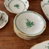 Gorgeous Herend Hungary Apponyi Chinese Bouquet Green Complete Dinner, Brea