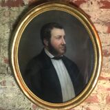 Pastel on paper "Man with favorites" signed, framed under glass 1862