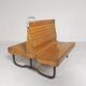 Banc de train en teck double face, années 1930