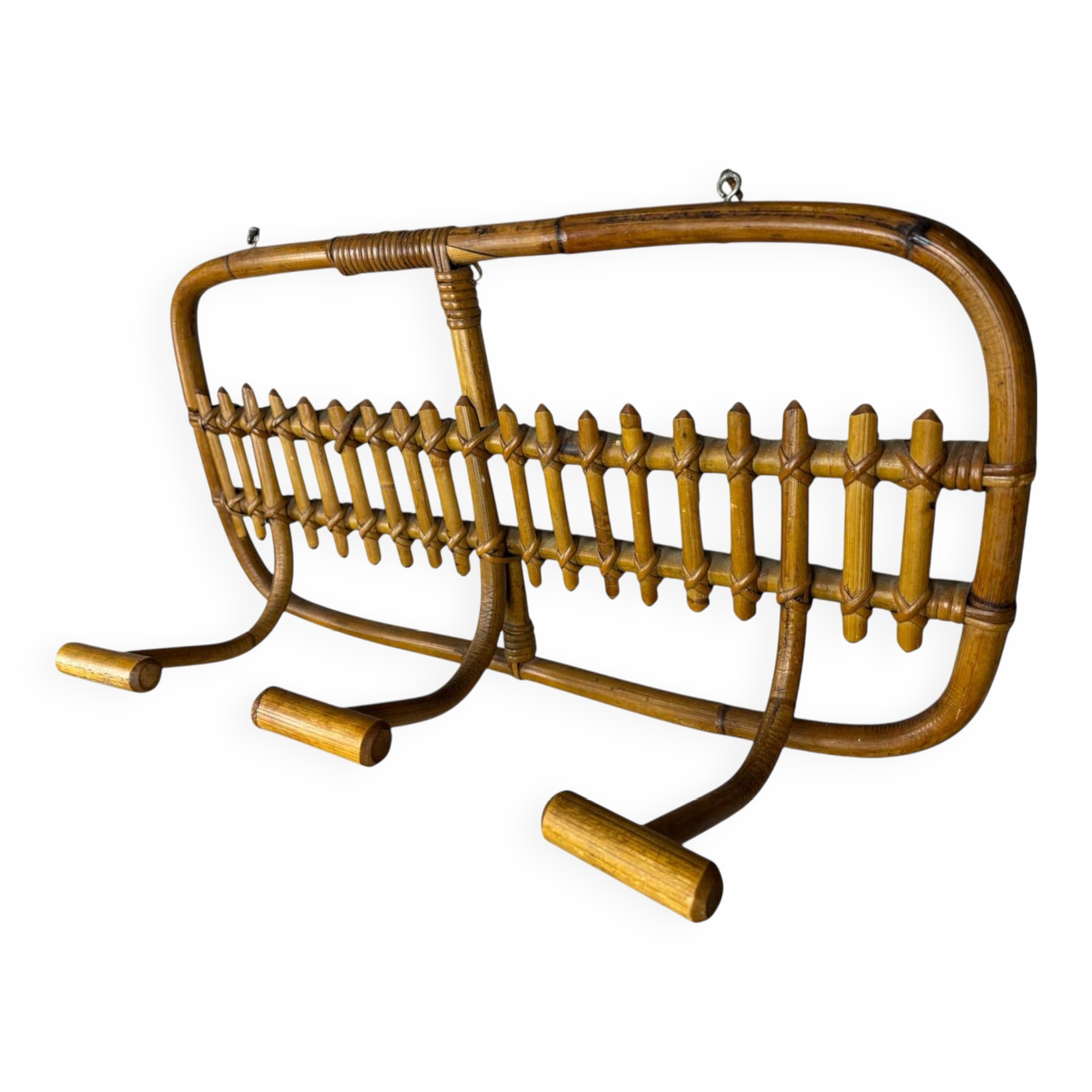 1960s Italian Rattan Coat Rack