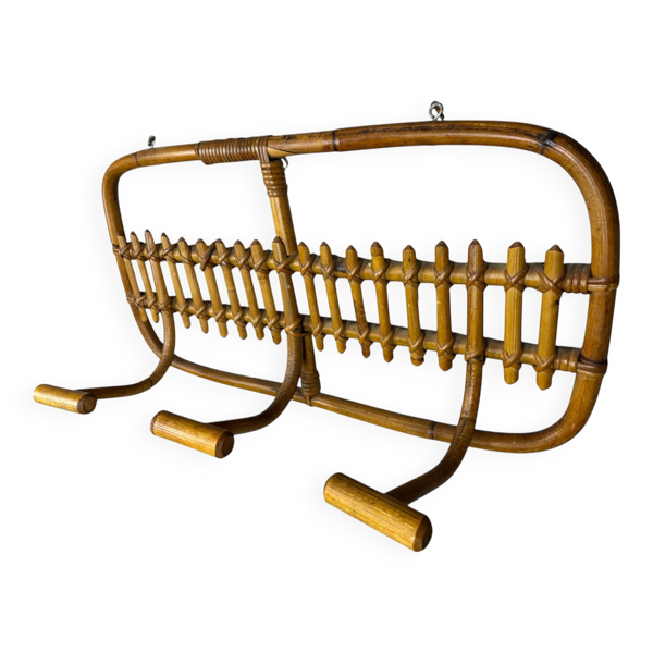 Portemanteau en Rotin des années 60 Italien