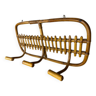 1960s Italian Rattan Coat Rack