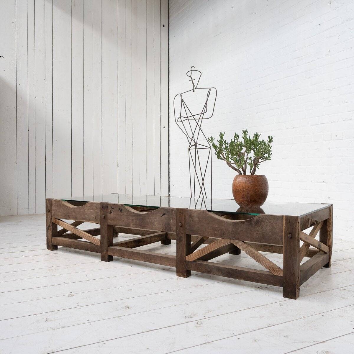 Grande table basse primitive, années 1900