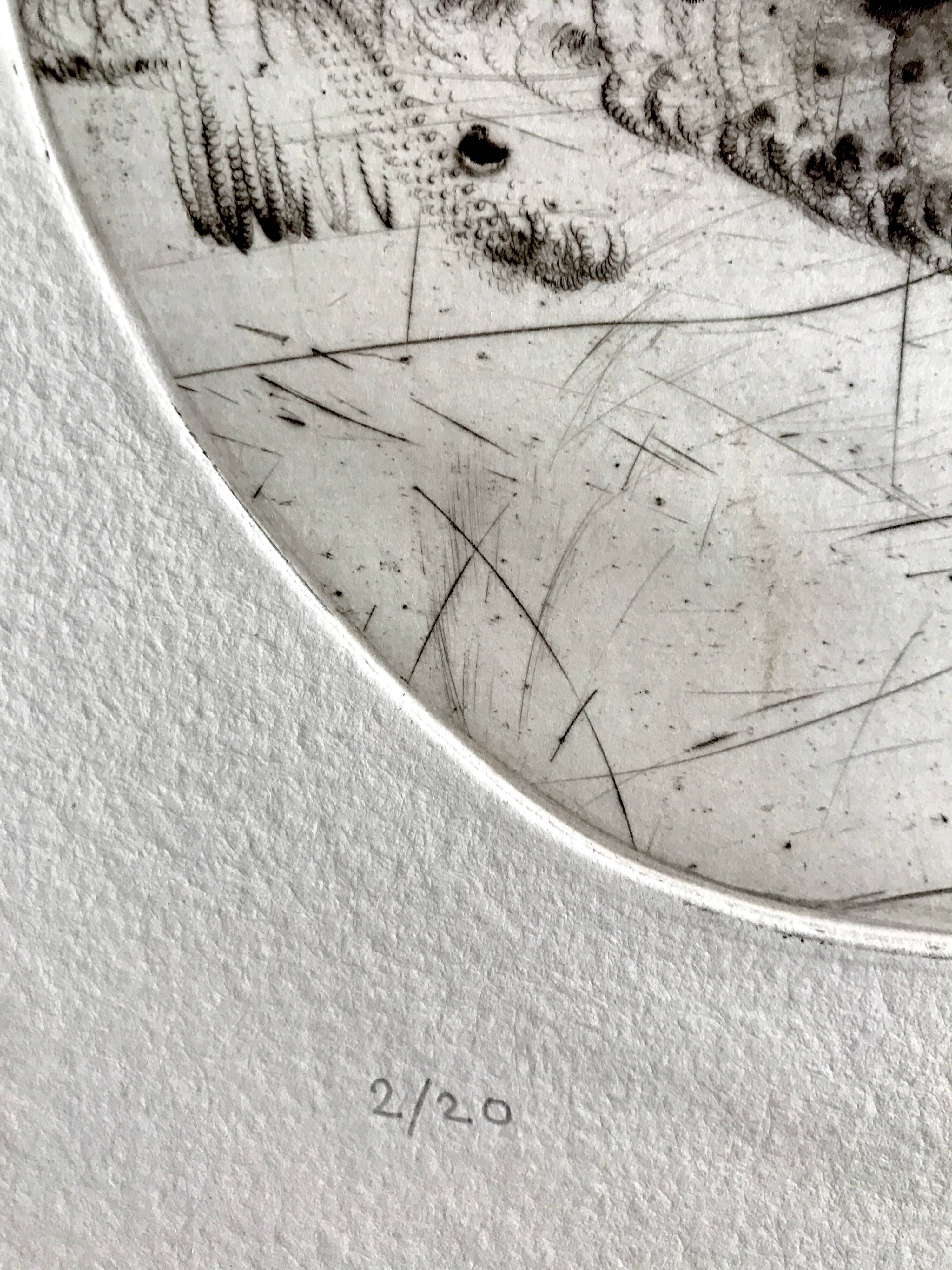 Original engraving signed in pencil by julius baltazar, untitled, circa 1990