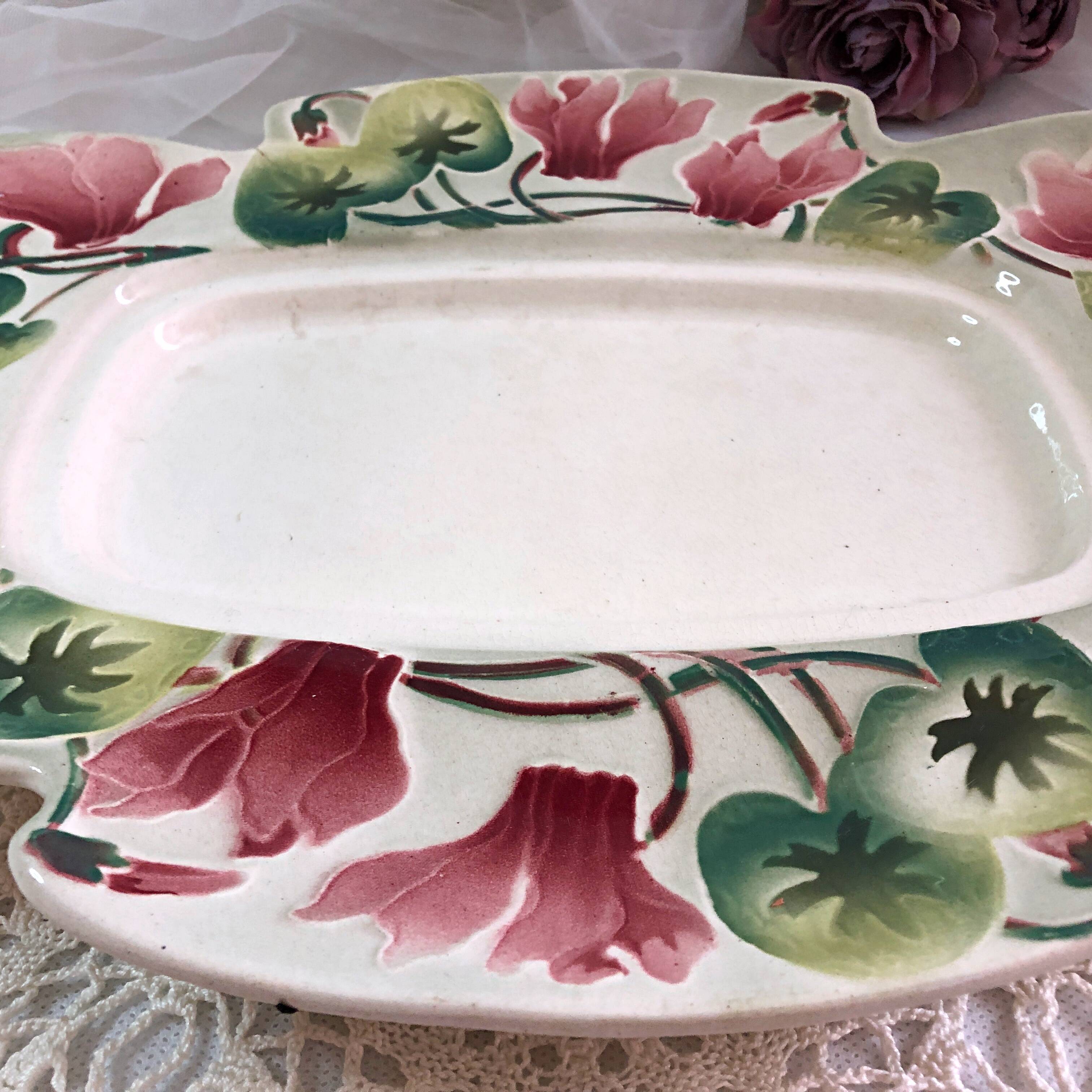 Large earthenware hollow dish KG Saint Clément France 36 cm