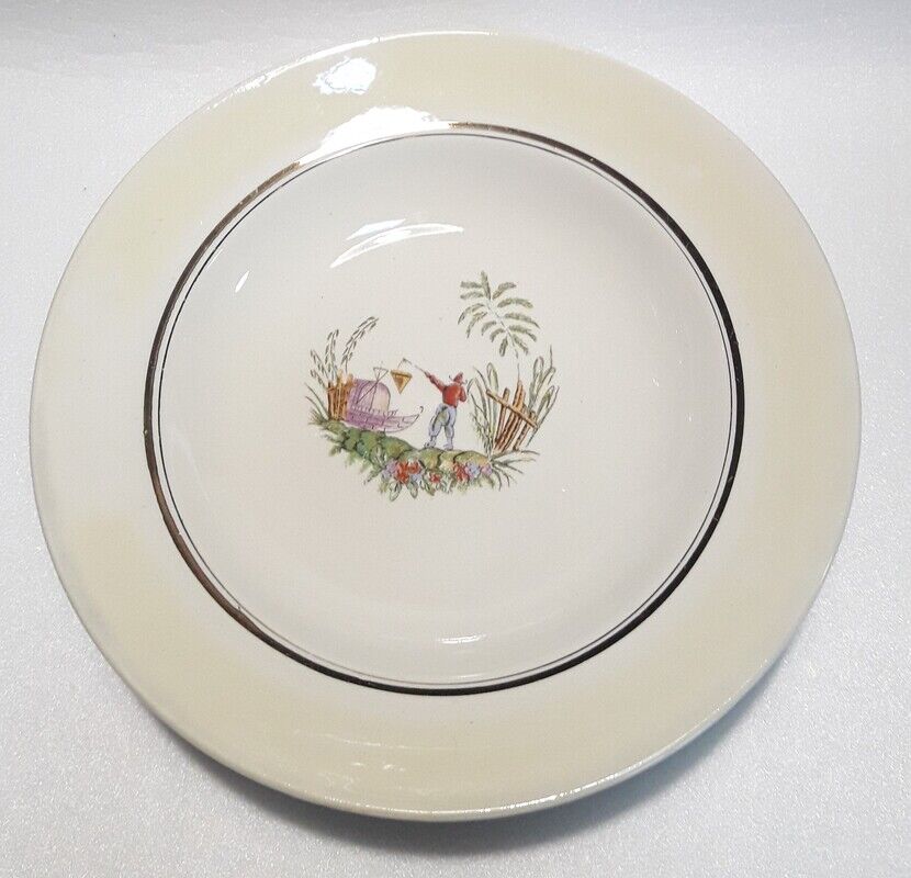 7 hollow plates Gien Japanese decoration France