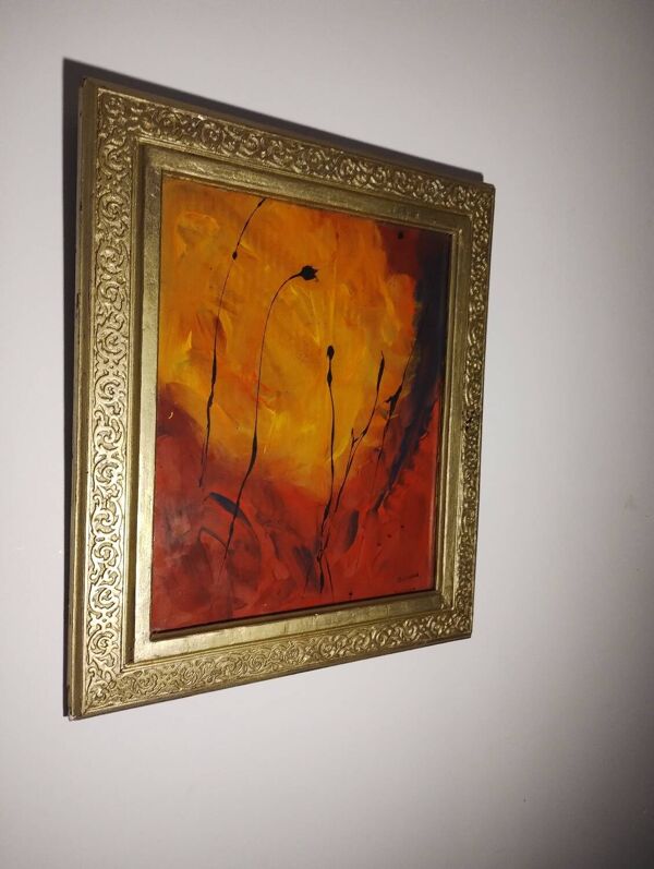 Peinture abstraite cadre doré