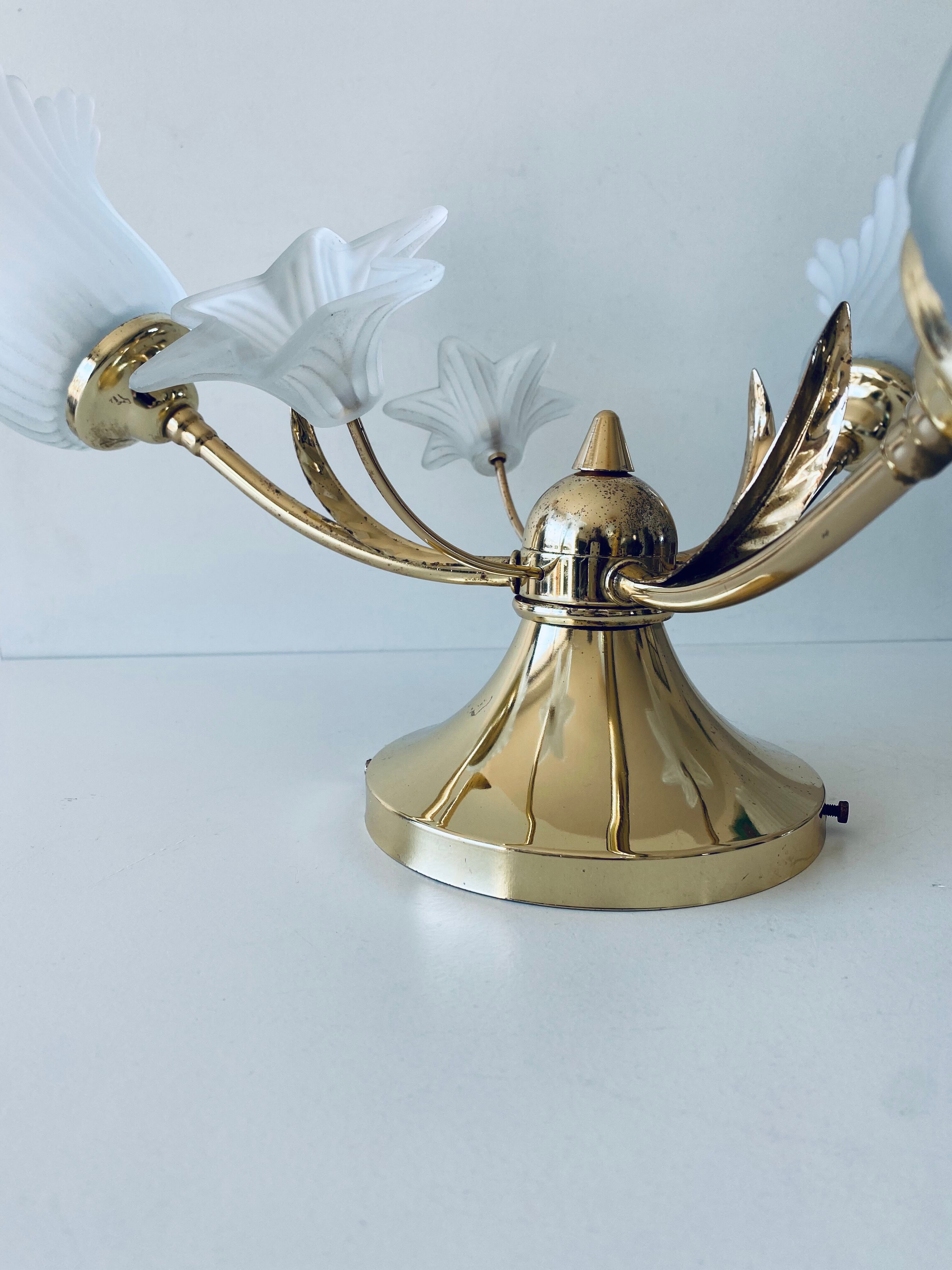 Ceiling lamp art deco flowers three fires