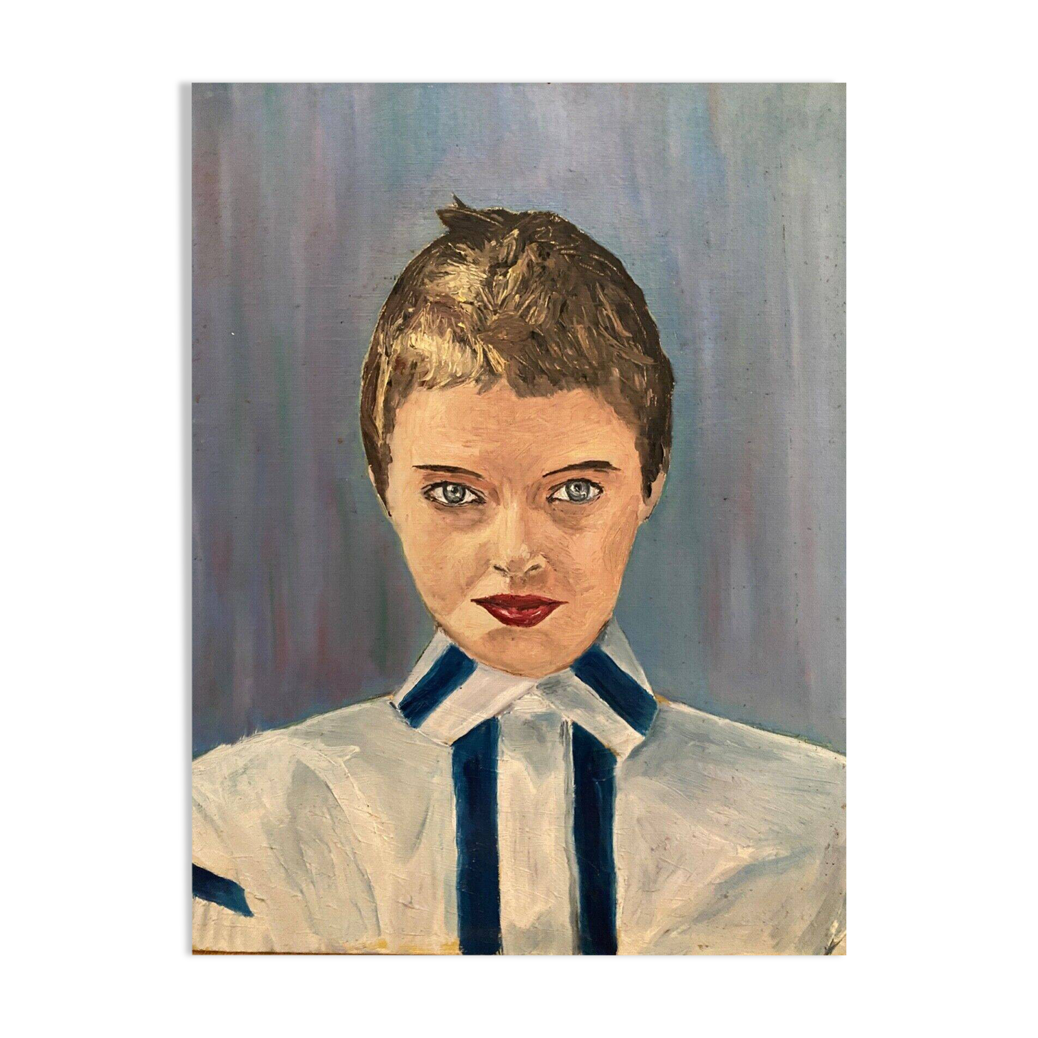 Portrait de femme huile sur isorel XXe