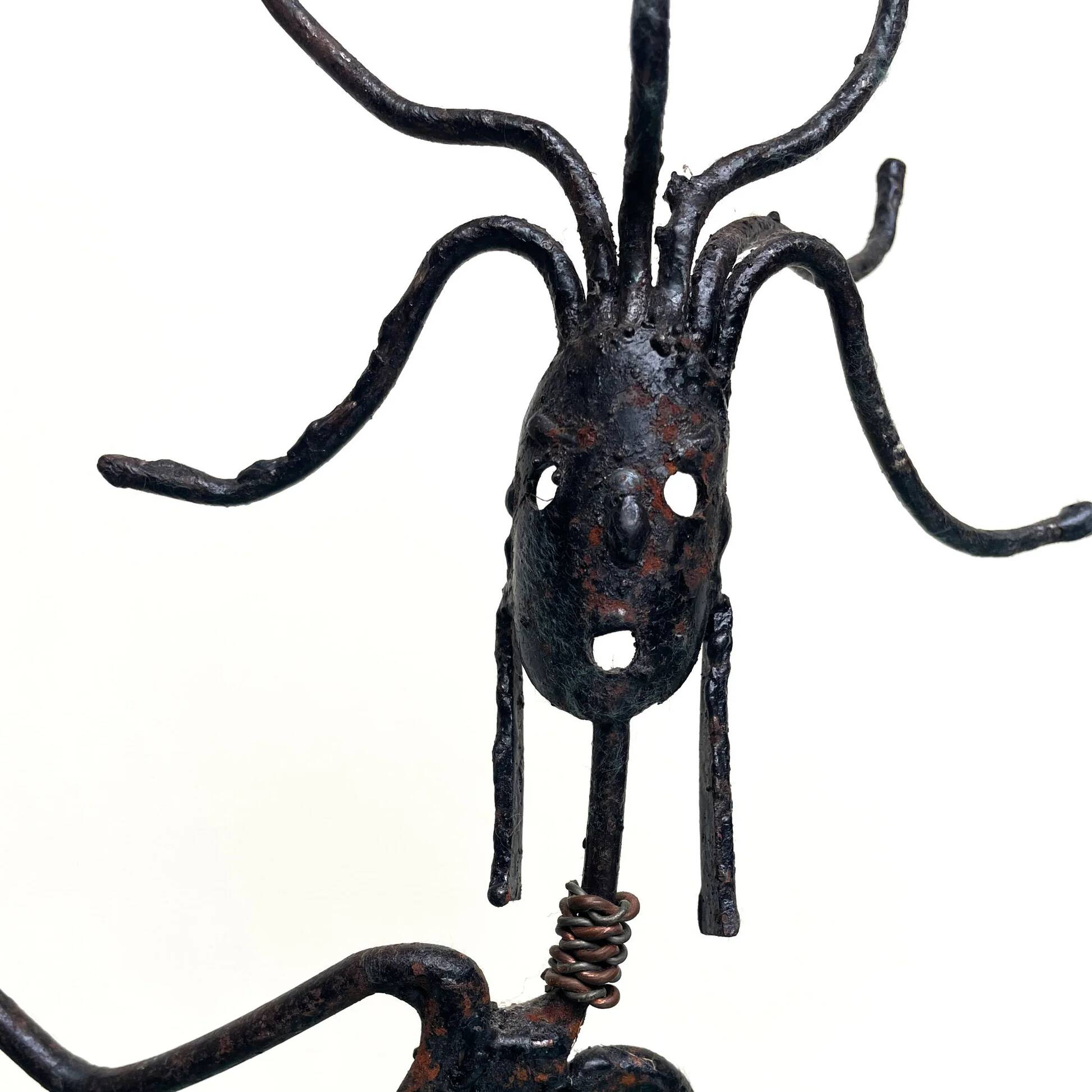 Set of tribal brutalist metal candle holders women