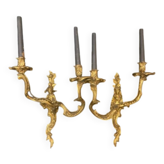 A pair of gilt bronze wall sconces in the chinese style - louis xv style