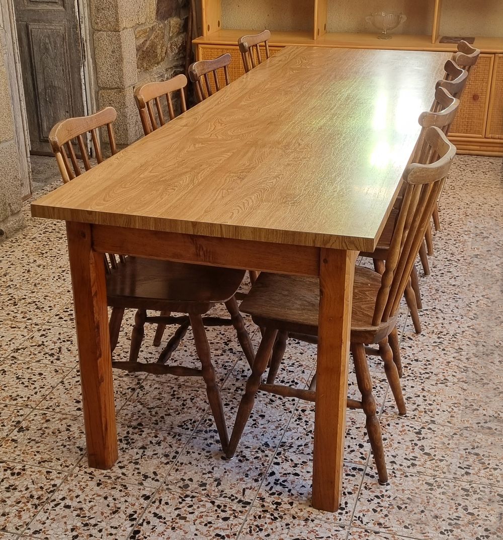 Table formica imitation wood, vintage, 70s