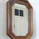 Vintage octagonal mirror in moulded oak – Belgium, circa 1970/1980