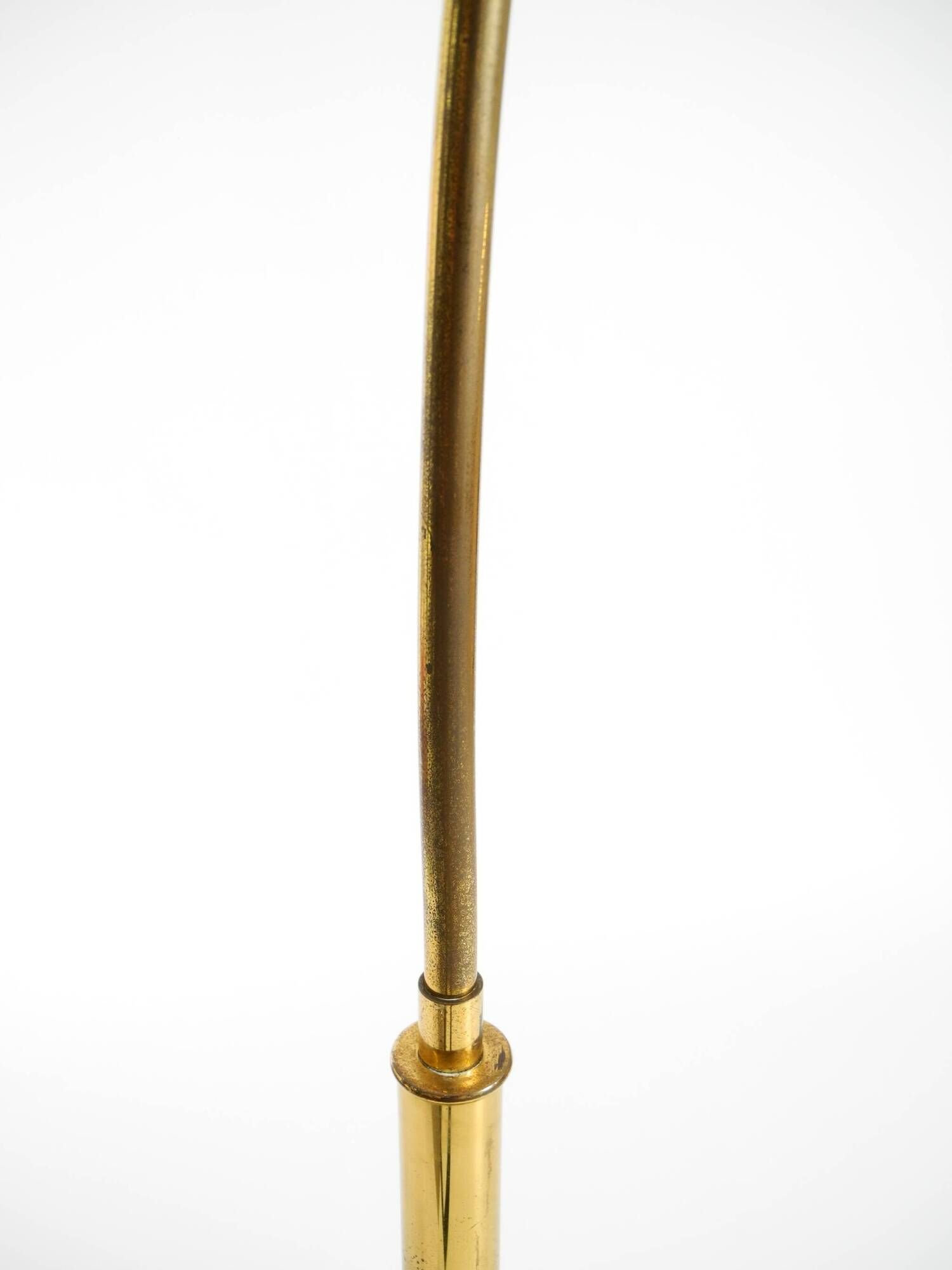Large original brass table lamp with a conical shade, Mid-Century Modern