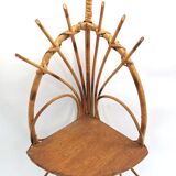 Mirror and shelf vintage rattan wicker 70's