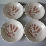 Set of 4 old soup plates decorated with an ear of wheat Atelier d'Art Lunéville