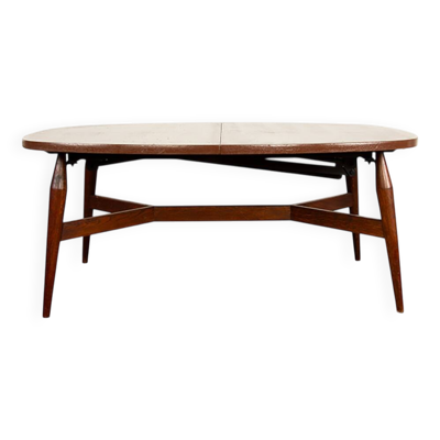 Table haute et basse Danoise en teck et bois laqué marron, modèle Smørrebrø