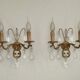 Pair of French Vintage Bronze Double Wall Lights Assorted Crystals 5331