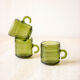 3 tasses à café vintage en verre vert