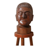 Kanak head wooden sculpture New Caledonia handmade object tribal ethnic marotte face