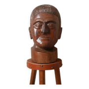Kanak head wooden sculpture New Caledonia handmade object tribal ethnic marotte face