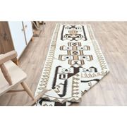 1970s Turkish Oushak Handmade Wool Cotton Beige Runner Rug 99x300