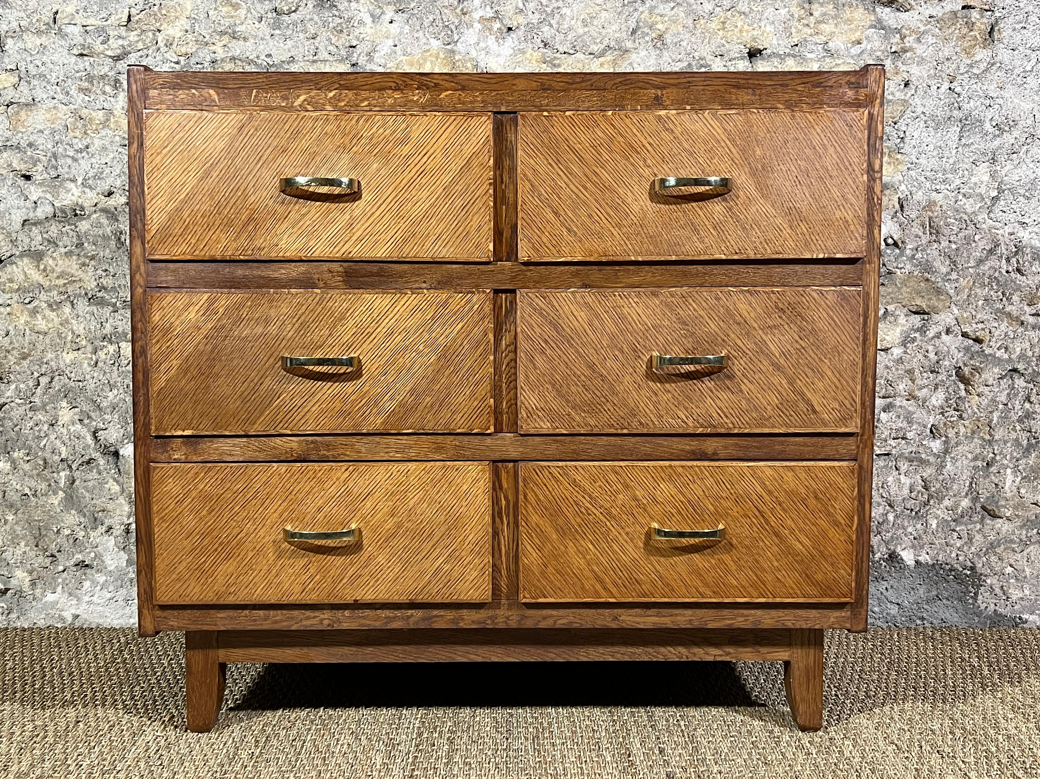 CHEST OF DRAWERS 3 Drawers - Oak - Design - Vintage - 50 60 70's