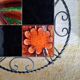Small coffee table from the 1950s in wrought iron and glazed ceramic.