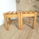 2 solid beech wood stools 1980