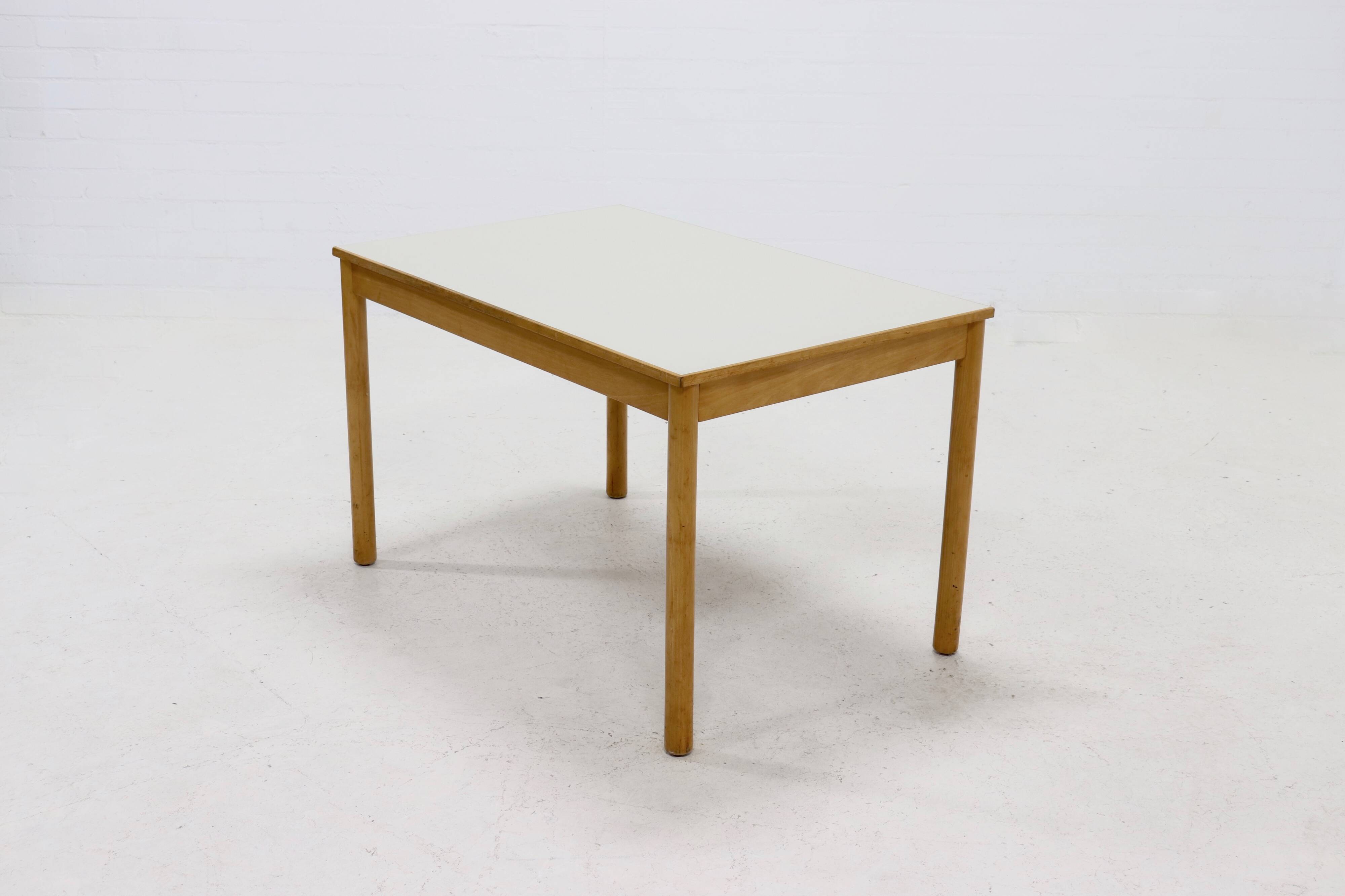 Vintage birch and linoleum dining table 1960