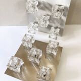 Brushed metal ceiling light and glass globes, 5 halogen candles