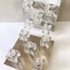 Brushed metal ceiling light and glass globes, 5 halogen candles