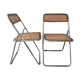 Paire de chaises pliantes en cannage et tube chromé