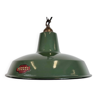 Industrial Green Enamel Factory Pendant Lamp from Multi Electrical Co,1960s
