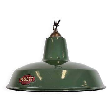 Industrial Green Enamel Factory Pendant Lamp from Multi Electrical Co,1960s