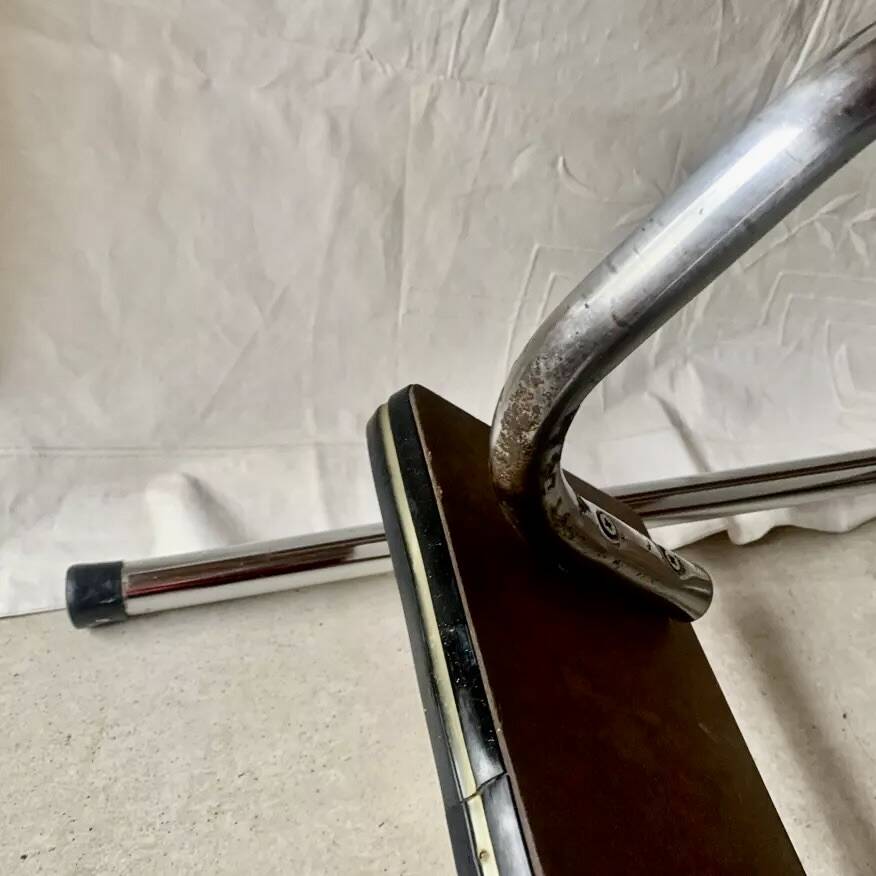 Vintage stepladder in Formica, wood and chromed metal